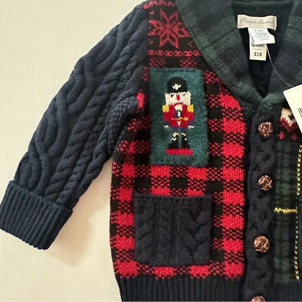 Ralph Lauren 9-12 Months Baby Boy Holiday Christmas Cardigan Sweater Nutcracker